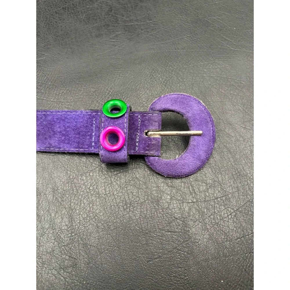 Vintage Compagnie Internationale Express Purple Suede Belt Colorful Grommets 90s